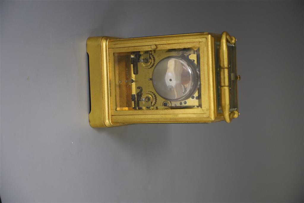 Drocourt & Co. A 19th century French quarter repeating carriage alarm clock